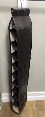 Organizador de sapatos suspenso vintage marrom Naugahyde 10 slots - Imagem 1 de 4