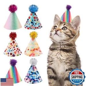6 PCS Birthday Hats for Dog/Cat and Mini Party Hats for Stuffed Animals - Adj - Picture 1 of 5