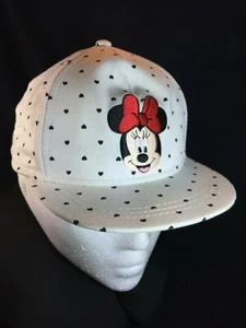 Disney MINNIE MOUSE Baseball Hat - White Hearts Disneyland Youth Cap Snap Back - Picture 1 of 4