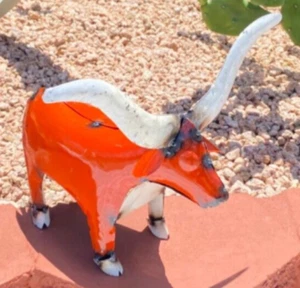 Metal Orange Texas Longhorn Yard Art Garden Decor - Picture 1 of 6