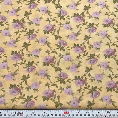 Moda Lavender Florals on Eggnog by Robyn Pandolph Cotton Fabric by the HALF YARD - Image 1 of 2