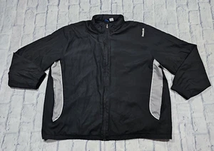 Reebok Jacket MENS SIZE 2XL Black Windbreaker Full Zip Mesh Lined Hooded - Picture 1 of 14