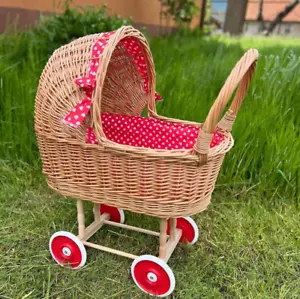 NEW wicker doll stroller wicker baby carriage handmade baby stroller - Picture 1 of 4