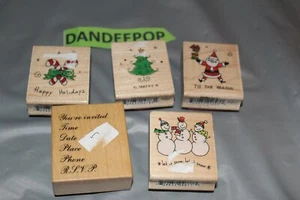 5 Hampton Art Christmas Holiday Themes Rubber Stamps Scrapbook Design Crafts - Picture 1 of 2