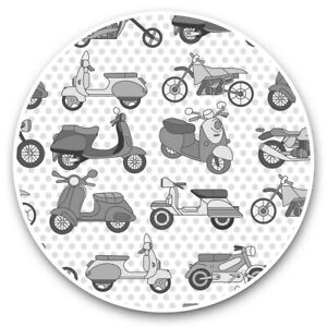 2 x Vinyl Stickers 7.5cm (bw) - Scooter Moped Vintage Art  #35681