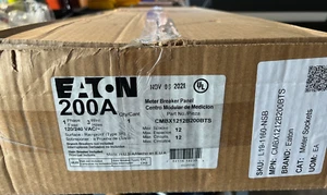 Eaton CMBX3242B200BTS Meter Main Breaker Panel 200 Amp 120/240V 1PH3W 12sp/12ckt - Picture 1 of 5