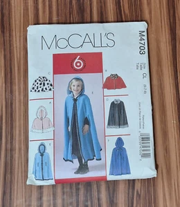 McCall's Sewing Pattern M4703 Girls Lined Capelets and Capes Sz 2-3-4-5 UNCUT - Picture 1 of 4