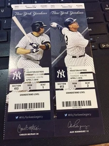 2016 NEW YORK YANKEES VS HOUSTON ASTROS TICKET STUB 4/7 MARK TEEXEIRA HR #396 - Picture 1 of 1