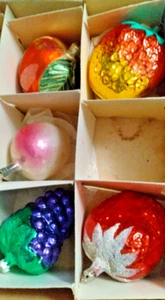 Set of 5 large Glas Fruit Hand Blown Ornaments from Germany - Picture 1 of 5