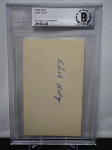 CHICK HAFEY SIGNED HALL OF FAME 3X5 INDEX CARD BECKETT SLABBED CARDINALS *OS20 - Picture 1 of 2