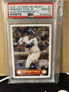 2019 Topps 582 Montgomery Club Set 3 Card #1 Fernando Tatis Jr. RC PSA 10 Gem - Picture 1 of 2