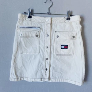 Tommy Hilfiger Womens Size W28 Mini Skirt White Denim Zip Fly - Picture 1 of 5