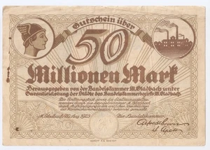 DEUTSCHLAND 50 MILLIONEN MARK M.GLADBACH 1923 - Bild 1 von 2