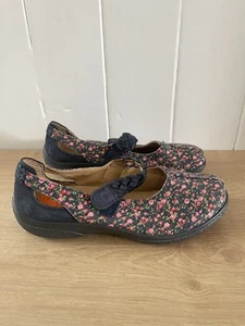Hotter SHAKE Blue Floral Flat Easy Close Shoes Size UK 4.5 EEE Comfy Casual - Picture 1 of 19