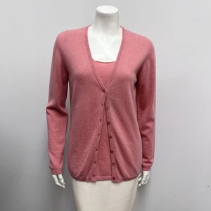Maria Di Ripabianca 100% Casmere Cradigan & Top Set Tono Coral I 48 F 44 EE. UU. 12 - Imagen 1 de 11