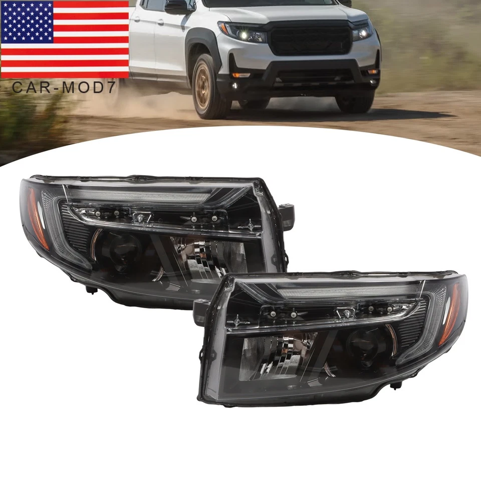 Headlights Assembly Pair For Honda Ridgeline 2021-23 Passport 2022-23 LED 7-wire - Imagem 1 de 4