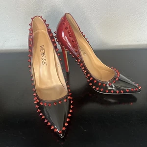 Wetkiss Abendschuhe Stiletto schwarz rot ombre Spikes Nieten US 8, EU 38,5 - Bild 1 von 15