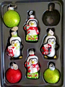 CELEBRACIONES POR RADKO PINGÜINOS DE VIDRIO ARTESANALES BOLAS REDONDAS 7 ADORNOS 2014 - Imagen 1 de 5