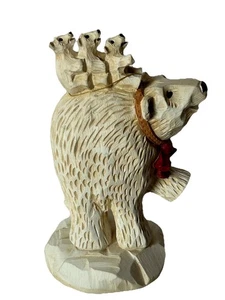 David Frykman 1995 Eisbär mit 3 Jungen Weihnachtsfigur DF1046 - Bild 1 von 11