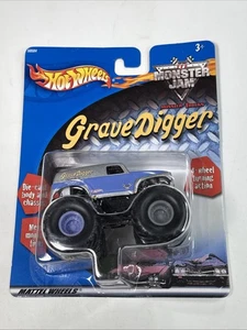 Vintage Monster Jam Hot Wheels GRAVE DIGGER TRUCK bleu argent 2000 50584 scellé ! - Photo 1/3