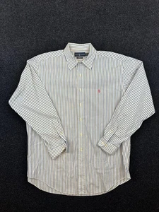 Ralph Lauren Shirt Mens XL White Blue Stripe Classic Fit Long Sleeve Button Down - Picture 1 of 8