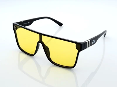 Gafas de sol Quiksilver SciFi Shield marco negro conducción nocturna lentes tintadas amarillas Foto 1 de 4