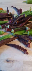 Red green Okra Seeds 50 Ct MIX Vegetable NON-GMO HEIRLOOM USA - Picture 1 of 8