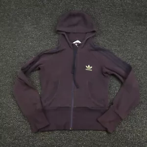 Adidas Jacket Girls Small Purple Full Zip Hooded Zip Long Sleeve Pockets Youth - Picture 1 of 8