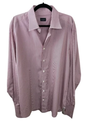 Camisa de vestir Ermenegildo Zegna Su Misura Trofeo 100 % algodón roja blanca personalizada XXL Foto 1 de 3