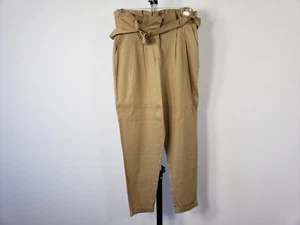 Women's Revamped Tan High Waist Belted Trouser Pants - Picture 1 of 12