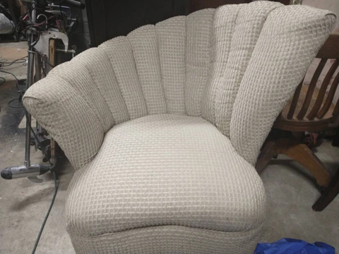 Scalloped Asymmetrical Hollywood Regency Lounge Chair Cover