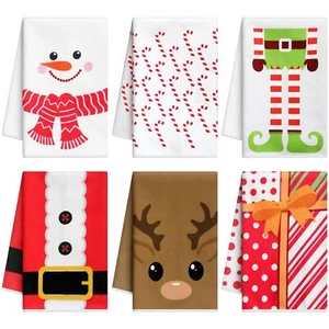 6 Pcs Christmas Kitchen Towels Absorbent Christmas Dish Towels Tea Cotton Xma... - Picture 1 of 6