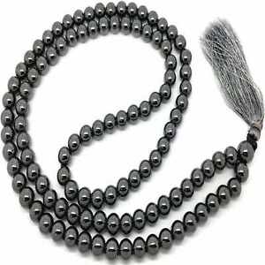 6MM Hematite bracelet 108 Beads Tassels Spirituality Mala Yoga Emotional Bohemia
