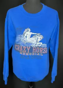 Crazy Horse Memorial Mens Small Sweater Blue Pullover crew graphic cotton - Picture 1 of 3