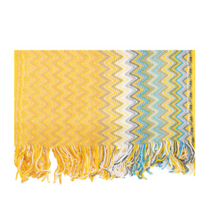 Missoni Women's Cotton Zig-Zag Scarf Shawl Sarong Wrap Yellow Blue