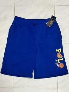Polo Ralph Lauren Bear Player Fleece Sweat Royal Blue Shorts Boys Youth L 14-16 - Picture 1 of 3