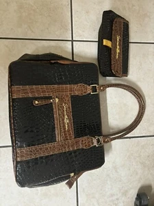 Samantha Brown Black Crocodile Overnight Carry On Large Tote Bag - Picture 1 of 7