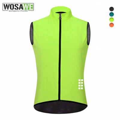 WOSAWE Mens Cycling Vest Reflective Biking Bicycle Gilet Back Mesh Breathable - Image 1 of 4