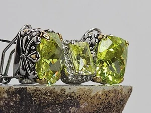 Kostüm Silberton - Grüne Stein Ohrringe & Ring Set - Hochwertig - Ring Gr. 7 - Bild 1 von 13