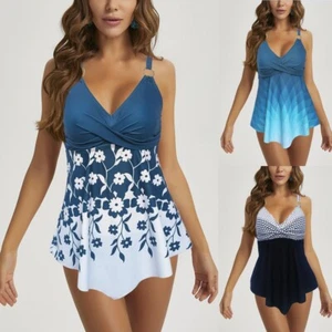 New Women Tankini Swimdress Swimsuit Beachwear Push Up Swimwear Plus Size - Picture 1 of 28