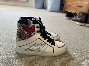Zadig & Voltaire White Lightening Bolt Red Detail Boots size Eur 39/6