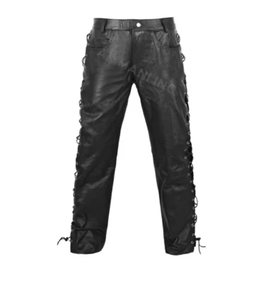 Calça Masculina de Couro Genuíno 5 Bolsos Calça de Couro Preto 28" - 48" Nova - Imagem 1 de 4