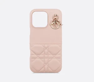 Auth New) DIOR Lady Dior IPHONE 16 Pro Max Case - NR Cannage Lambskin Powder PK - Picture 1 of 7