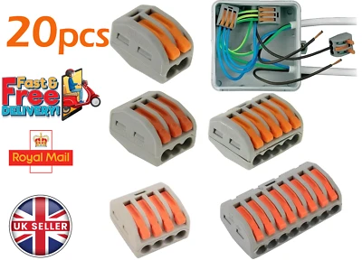 20 Piece Wago 222 Electrical Connectors Wire Block Clamp Terminal Cable 12V 240V