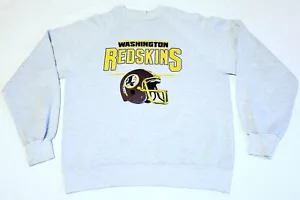 VINTAGE 1980s Washington Redskins NFL gray sweatshirt sweater Men's LARGE L - Picture 1 of 7