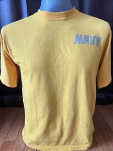 US Navy PT Shirt Mens Physical Training Crew Neck Yellow szM Made in USA - Picture 1 of 3