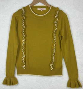 Suéter Pullover All About You Para Mujer con Volantes Oliva Pequeño Suave Cottagecore Girly - Imagen 1 de 16