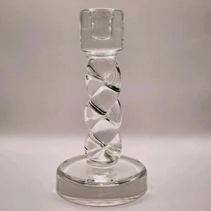 Signed 8 1/4" Steuben Crystal Braided Twist Candlestick Candleholder - Picture 1 of 16