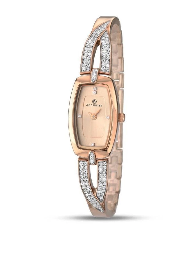 Reloj semi brazalete conjunto piedra oro rosa ACCURIST 8033 para dama 2 años de garantía Foto 1 de 1