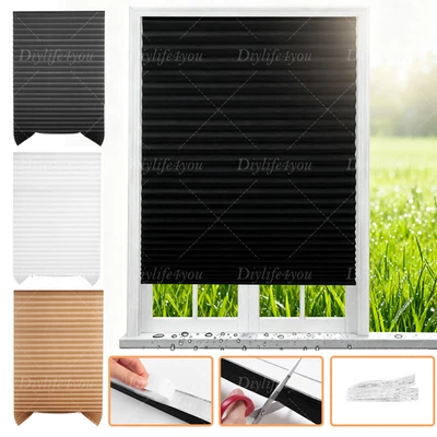 Self-Adhesive Blackout Pleated Blind Sunroom Bathroom Home Blind Window Covers - image 1 of 4